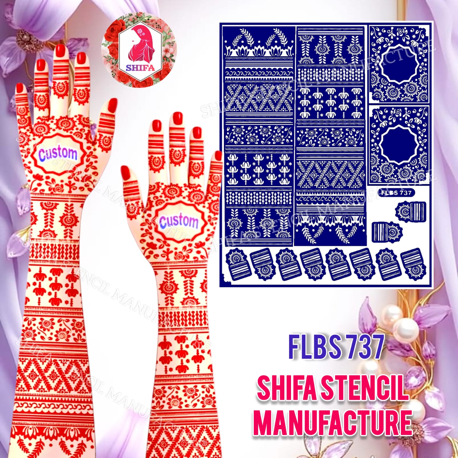 FLBS 737 Stylish Decorative Art Pattern - double hand - Shifa Stencil Manufacturer
